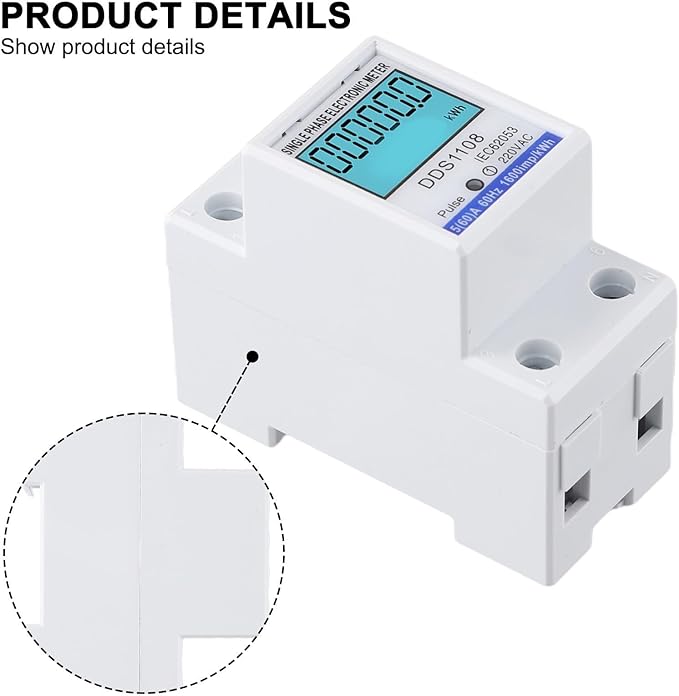 Digital Energy Meter LCD Display 50A 60A Single Phase Power Monitor Electric - Image 7