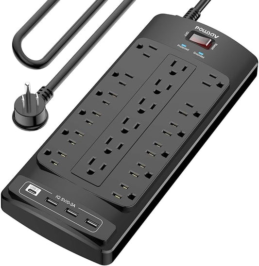 18 Outlets Surge Protector Power Strip by POWSAV