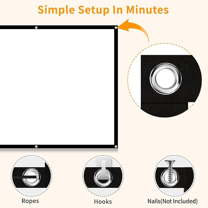 Taotique Projector Screen 72 inch, Movie Projector Screen 16:9 HD Foldable and - Image 4