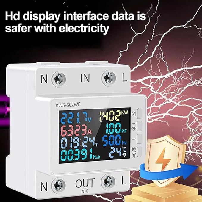 LCD Digital Energy Meter, Single Phase Energy Meter, Din Rail Electricity Usage - Image 5