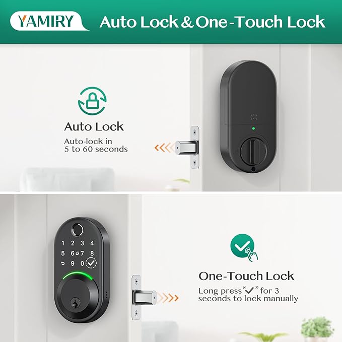 Smart Deadbolt Door Lock with Keypad:Yamiry Fingerprint Keyless Entry Deadbolt - Image 4