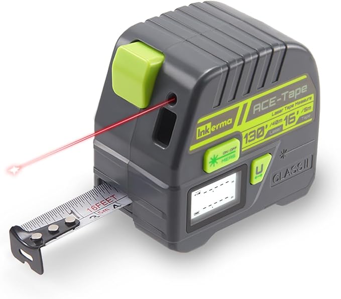 2-in-1 Laser Tape Measure, Inkerma 130Ft/40m Laser Measurement Tool & 16Ft/5m by INKERMA