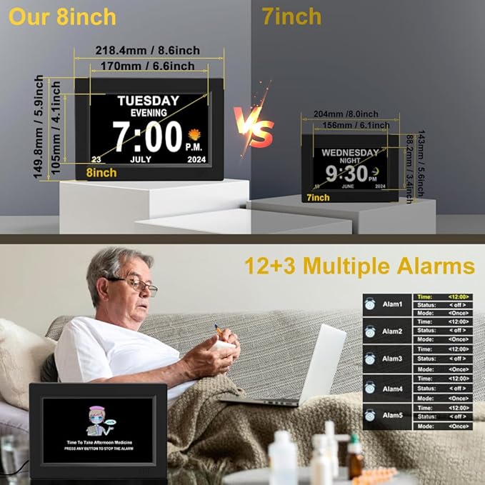 CAZOKASI 8inch Extra Large Impaired Vision Digital Alarm Clock - Image 2