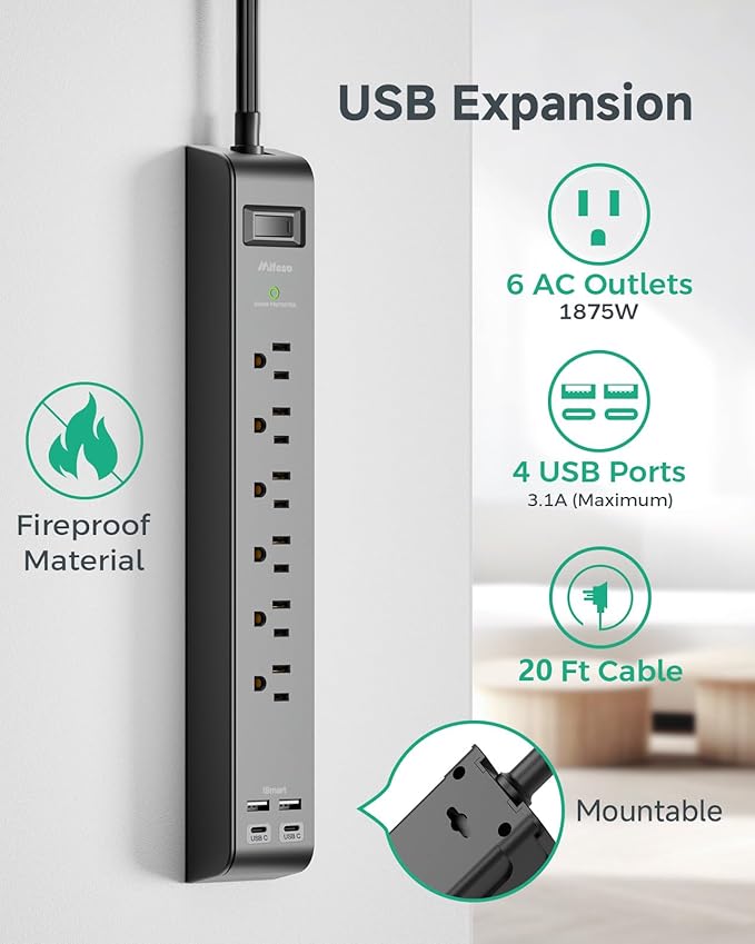 2 Pack Surge Protector Power Strip - Image 2