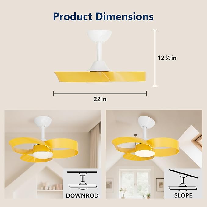 FANX 22 Inch Ceiling Fan with Light and Remote, Quiet DC Motor, Dimmable LED - Image 8