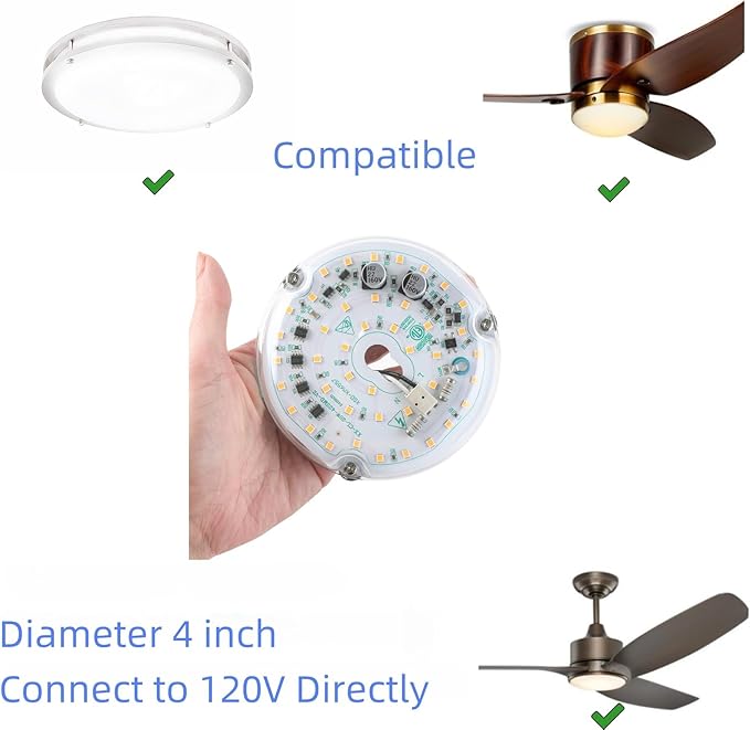 HAOLEDI 4'' 20W LED Ceiling Fan Light Retrofit Kit, Ceiling Light Replacement - Image 4