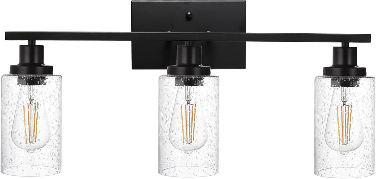 WINSHEN Wall Sconce Lighting 3-Light Matte Black Bathroom Vanity Light Fixtures