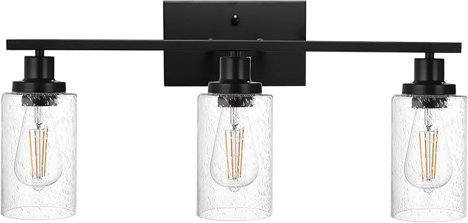 WINSHEN Wall Sconce Lighting 3-Light Matte Black Bathroom Vanity Light Fixtures by WINSHENLighting