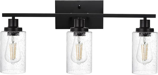 WINSHEN Wall Sconce Lighting 3-Light Matte Black Bathroom Vanity Light Fixtures by WINSHENLighting
