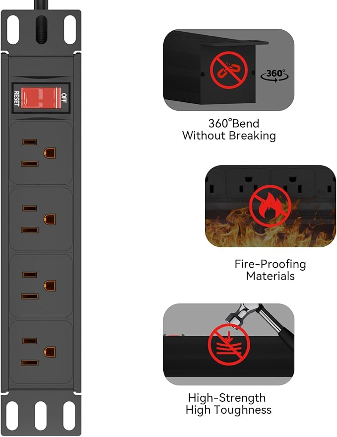 10" Rack PDU- 1U 10-inch Mini Rack Power Distribution Unit - Image 4