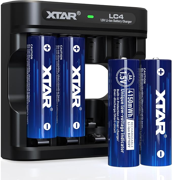 aa Batteries with Charger XTAR 1.5V Lithium aa Battery 4150mWh with LC4 Battert by XTARUSOfficial