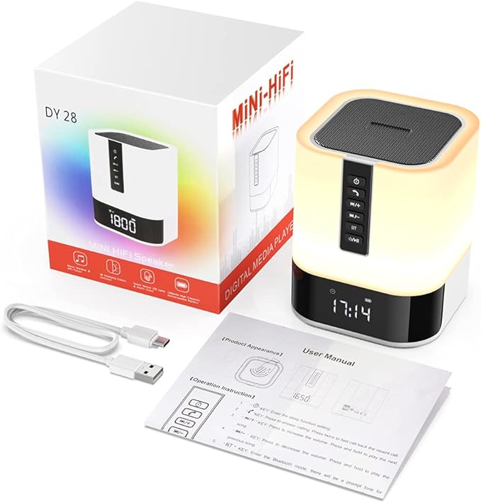 Hetyre Night Light Bluetooth Speaker, 5 in 1 Touch Control Bedside Lamp - Image 10
