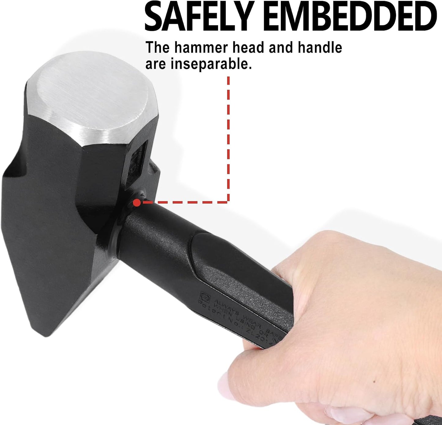 3 lb Flat Peen Blacksmith Hammer with Fiberglass Handle | Controlled Impact, Secure Hold, Balanced Swing, Comfort Grip, Forging Metalwork Masonry Demolition Repair Garage Jobsite Use