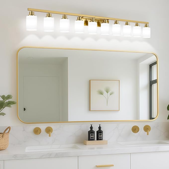 DIKAIDA Gold Bathroom Vanity Light, 10-Light Brushed Gold Bathroom Light - Image 6