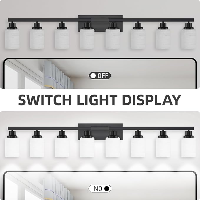 DIKAIDA 8-Light Bathroom Light Fixtures Over Mirror, 52inch Modern Matte Black - Image 5