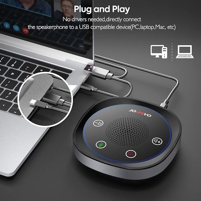 JOUNIVO USB Speakerphone, Omnidirectional Computer Speaker - Image 4