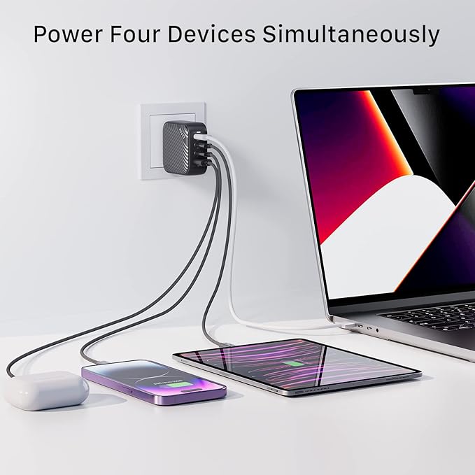 INVZI GaNHub 100W USB C Charger Multiport, GaN III 4-Port USB Charging Station - Image 3