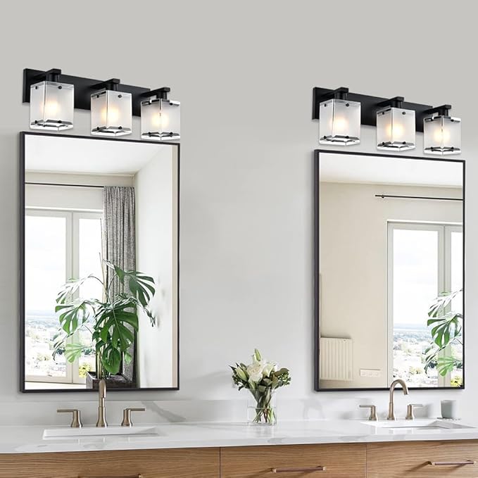 WINSHEN 3-Lights Bathroom Light Fixture Over Mirror, Modern Black Wall Sconce - Image 3