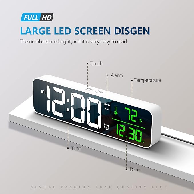 Hournor Digital Clock for Bedroom, Digital Wall Clock for Living Room Decor - Image 2