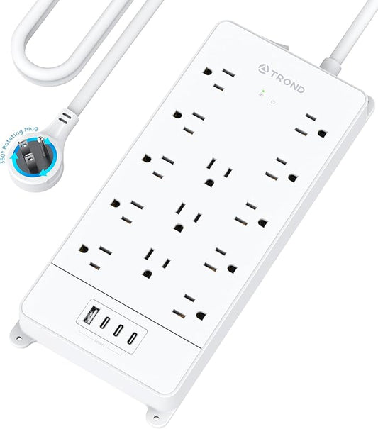 TROND 360° Rotating Flat Plug, Surge Protector Power Strip, 13AC Widely Spaced by TRONDOfficial