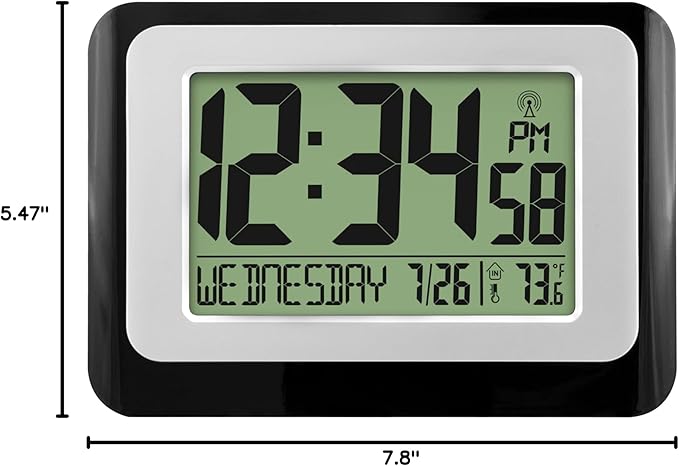 La Crosse Technology W88631 Digital Atomic Black Wall Clock - Image 7