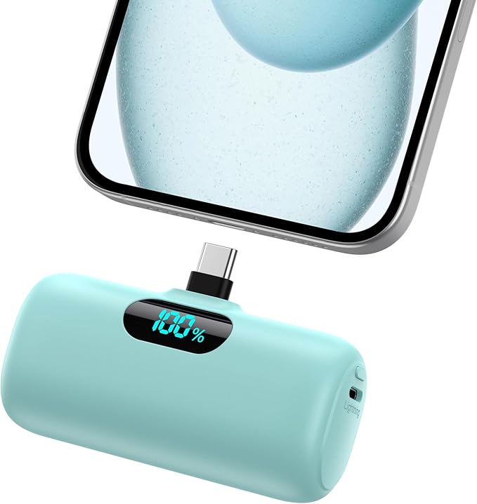 Mini Portable Charger USB C Power Bank, Upgraded 5000mAh PD Fast Charging by HETP