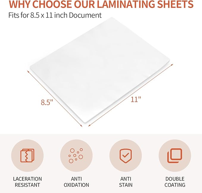 Lamtetur Anti-Static Thermal Laminating Pouches 9x11.5 Inches, Holds 8.5 x 11 - Image 3