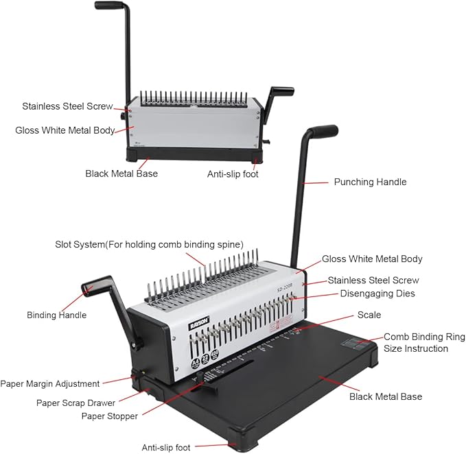 Rayson SD-220B Binding Machine, 21 Holes Comb Binding Machine, Max. Punch 20 - Image 2