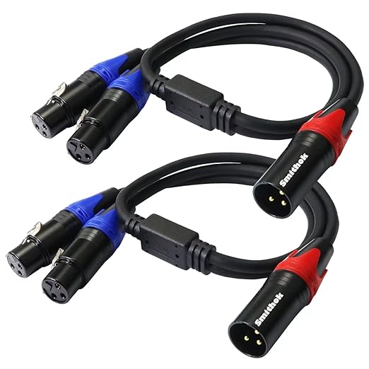 Smithok 2Pack XLR Y Splitter 1 Male to 2 Female Micrphone Cable, 3 Pin XLR 2 by Smithok