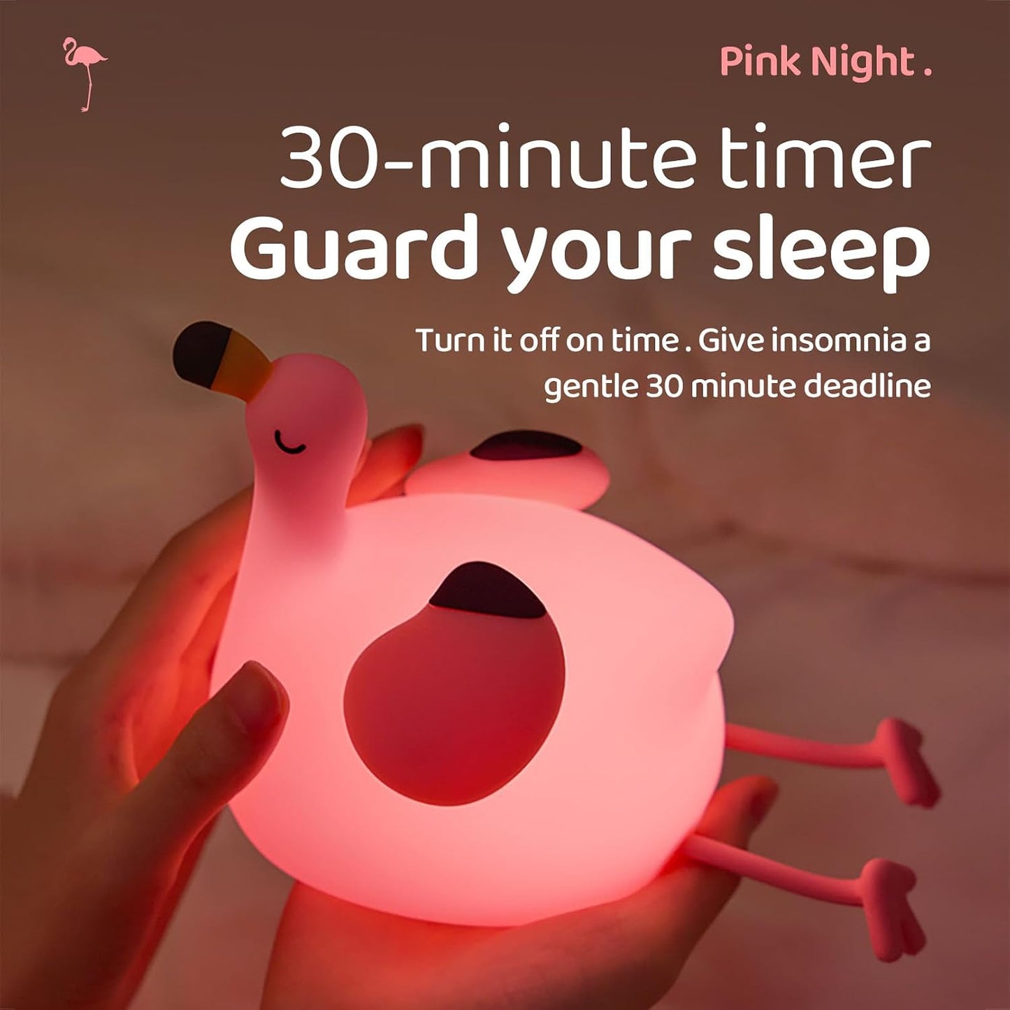 Pink Flamingo Night Light for Kids, Dimmable Silicone LED Baby Nursery Night Light, Funny Nightlight Girls Trendy Gifts, Rechargeable Bedside Lamp Kawaii Pink Decor for Bedroom Home Office