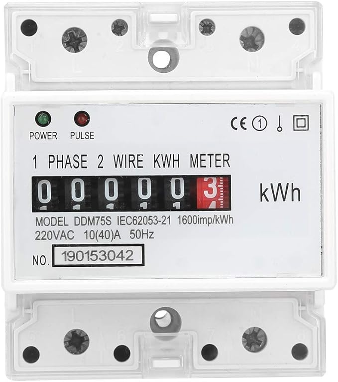 Watris Veiyi DDM75S 10-40A Single Phase KWH Meter, 4P Din Rail Energy Meter by WatrisVeiyi