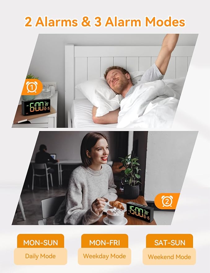 Netzu Alarm Clocks for Bedrooms, Digital Clock - Image 4