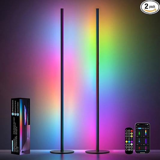 Corner Floor Lamp 2 Pack, Music Sync 16 Million Colors, Warm White Ambient by Eastfine