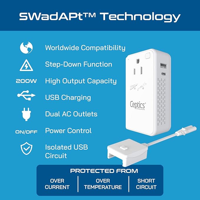 Ceptics Step Down Voltage Converter US to Europe - 200W Convert 220V to 110V - Image 9