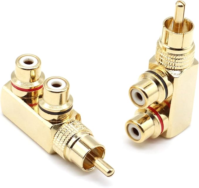 LOCHSOEL RCA Splitter Adapter, Right Angle RCA Male to 2 Female AV Splitter - Image 3