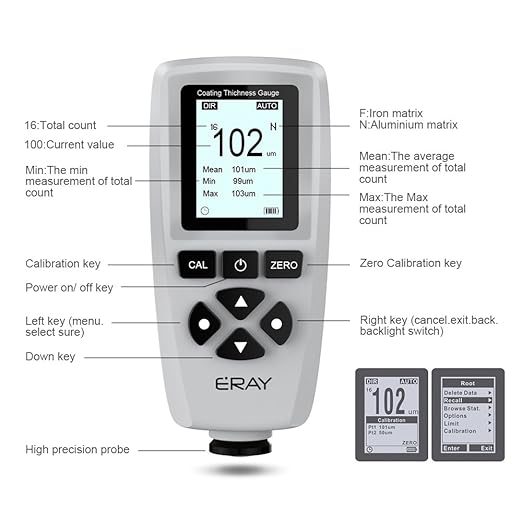ERAY Mil Thickness Gauge, Coating Thickness Gauges, Paint Depth Gauge Meter - Image 7