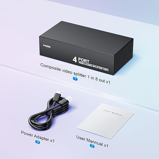 3 RCA Splitter Box 1 in 4 Out, 4 Way Composite RCA AV Distribution Duplicator - Image 6