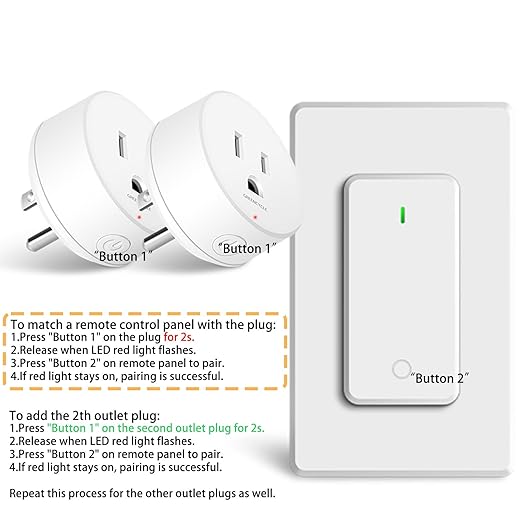 15 amp Plug with Remote, Wireless On/Off Light Switch Wall Mounted, TUV List - Image 4