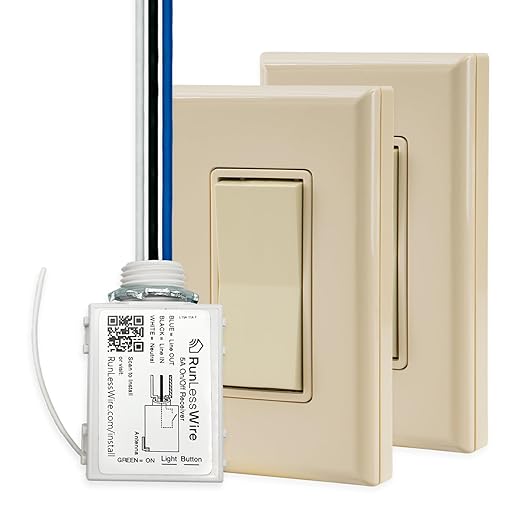 RunLessWire 3-Way Battery-Free DIY Wireless Light Switch Kit 150ft RF Range by RunLessWire