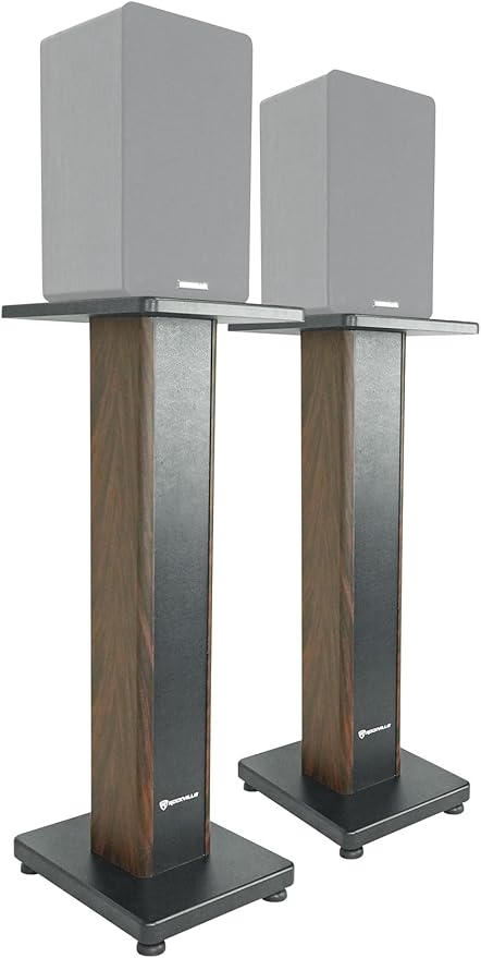 Rockville Pair RHT28D 28" Bookshelf Speaker Stands, Dark Wood Grain, 60 lbs - Image 6