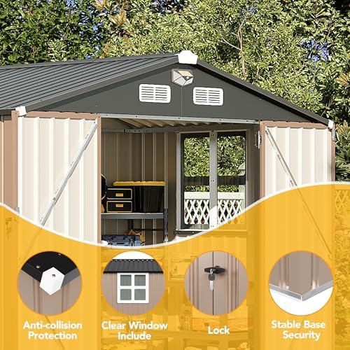 8x6ft outdoor storage shed, tool shed with sloping, side view
