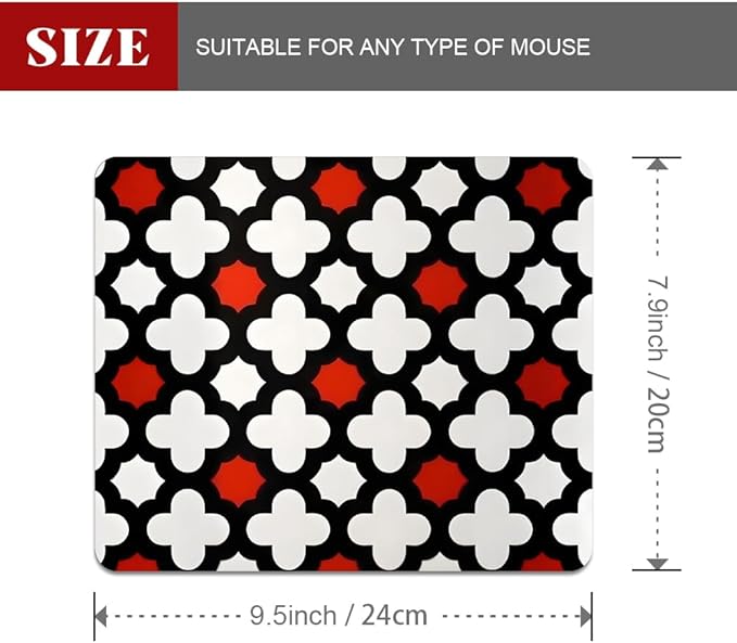 Red Lattice Tile High Contrast Square Mouse pad, Waterproof, Anti Slip Rubber - Image 2
