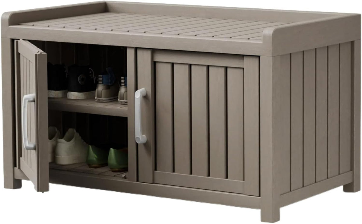 storage bench - 2 doors waterproof resin shoe, main product view