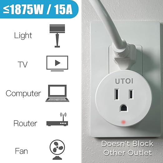 UTOI Wireless Remote Control Outlet Plug, 15A Remote Outlet Switch, 656ft Long - Image 3