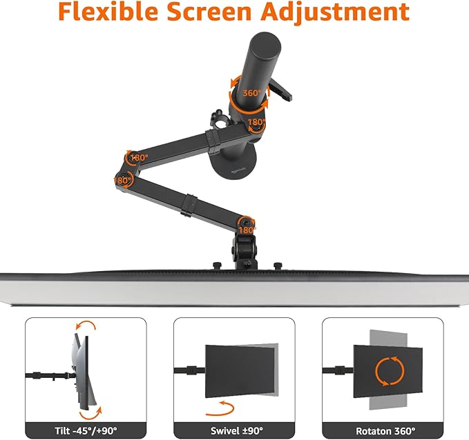 Amazon Basics Adjustable Single Computer Monitor Arm Mount, Holds up to 32" - Image 3