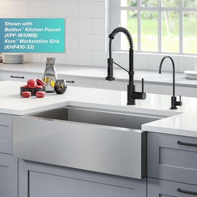 KRAUS Purita 100% Lead-Free Kitchen Water Filter Faucet in Matte Black - Image 6