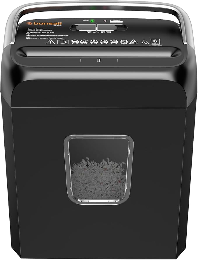 Bonsaii Paper Shredder, 3.4 Gals Wastebasket, 5-6 Sheet Crosscut Shredder by bonsaii