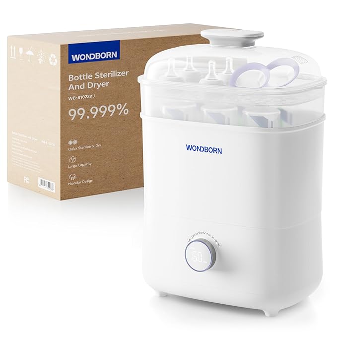 Bottle Sterilizer and Dryer, 99.999% Deep Sterilization, 6-min Rapid by WONDBORN
