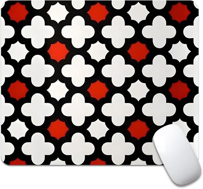 Red Lattice Tile High Contrast Square Mouse pad, Waterproof, Anti Slip Rubber by Goodsprout