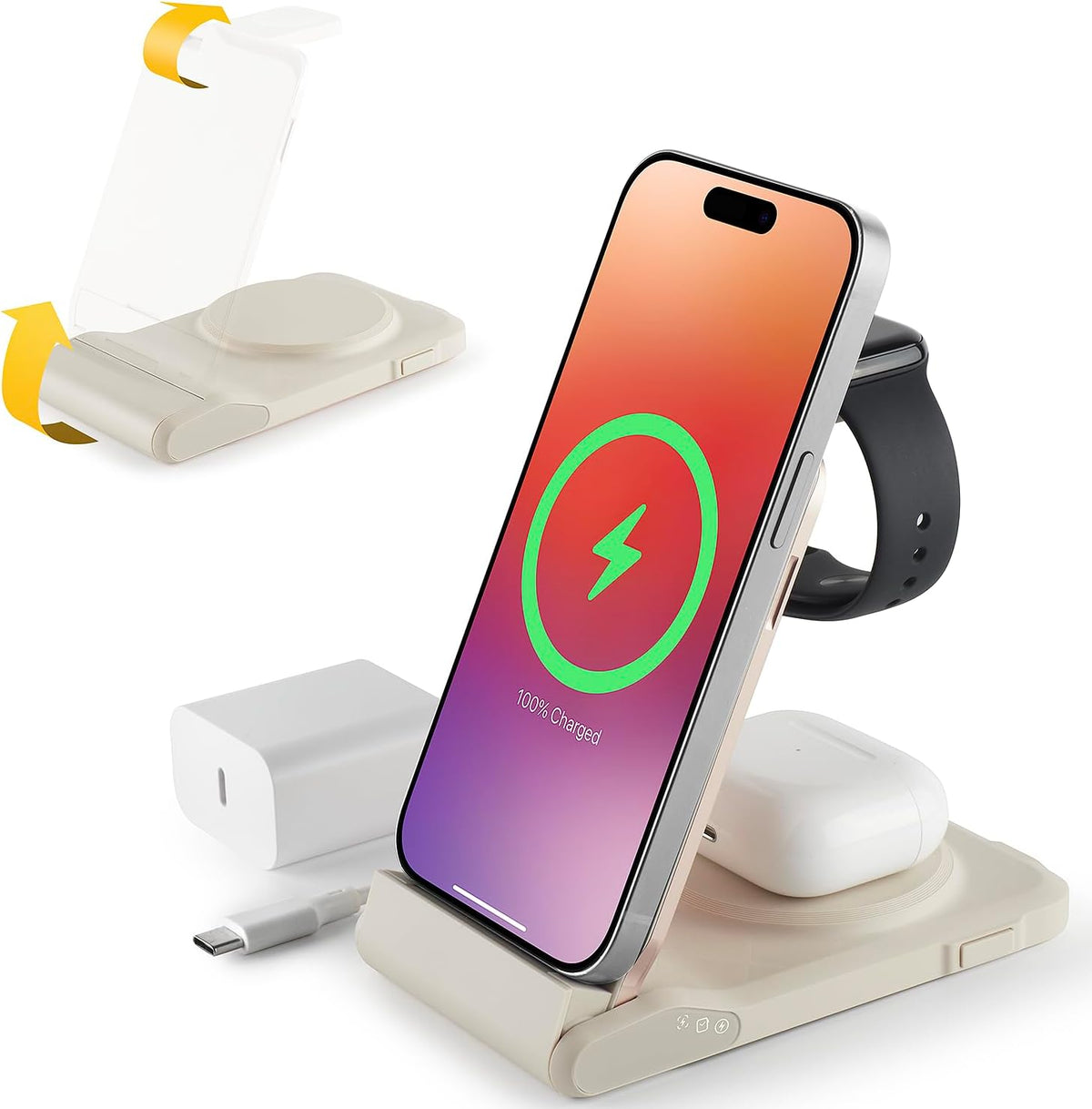 3 in 1 Charging Station for Multiple Devices, Travel Wireless Charging Station